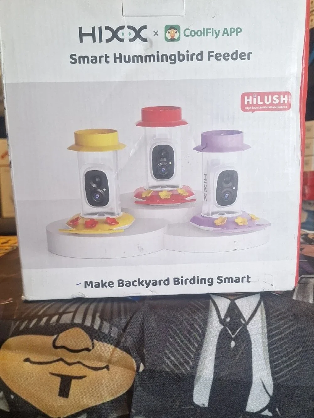 Red Solar Hummingbird Feeder with Camera